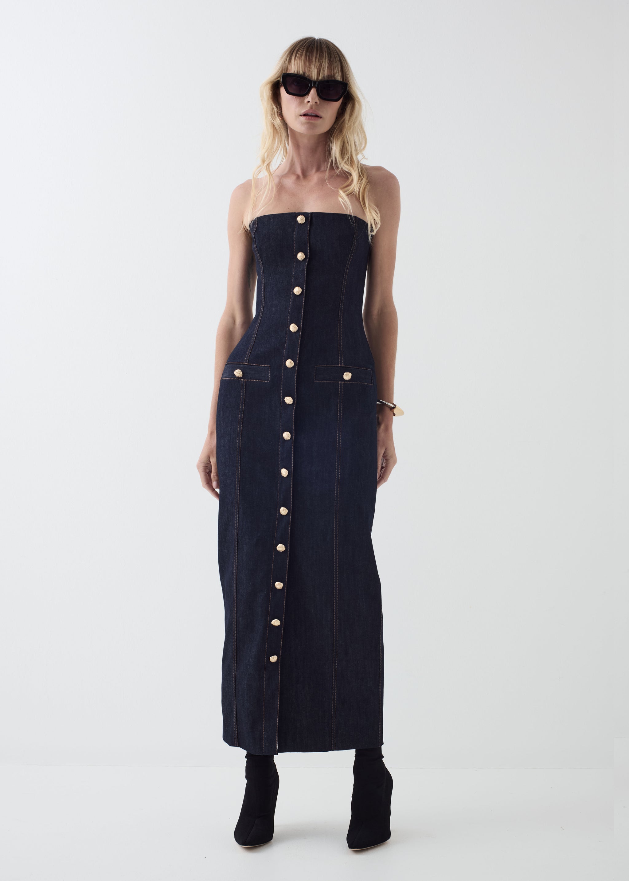 gigi denim dress Gigi Denim Maxi Dress